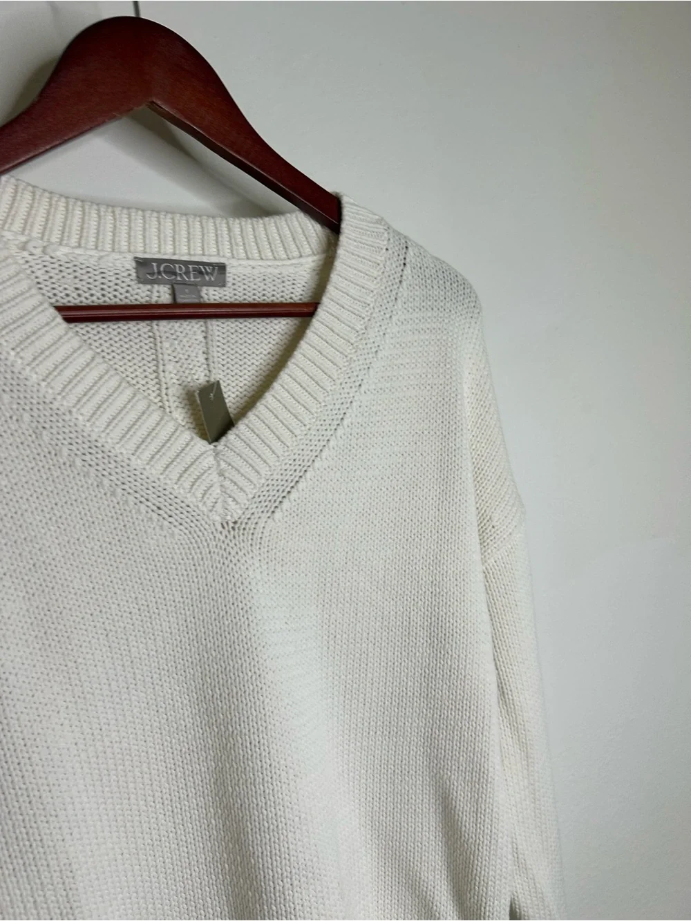 NWT J. Crew Cotton-Blend V-neck Pullover Sweater in Ivory Size Small